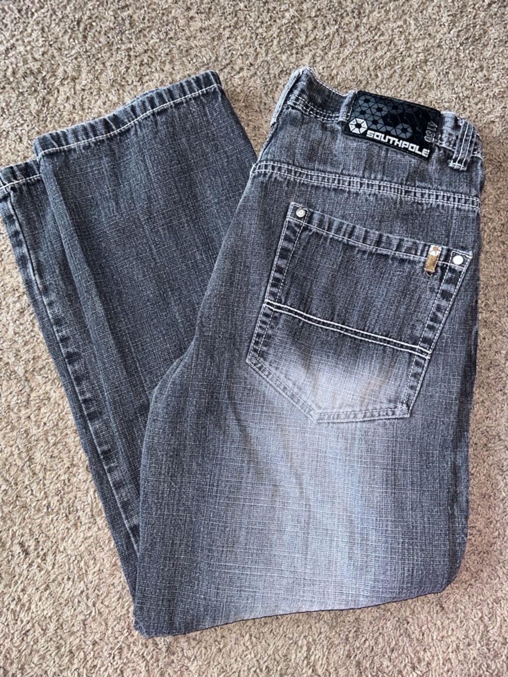 Vintage South Pole Men's Washed Black Straight Jeans 36x30